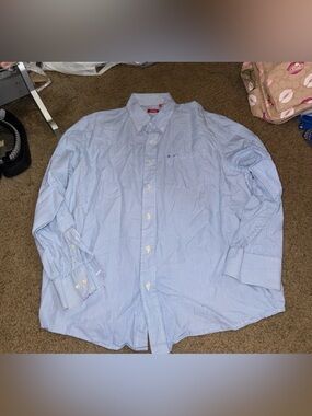Izod Men's Light Blue Micro-Striped Button-Down Shirt